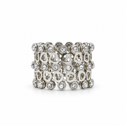 925 Sterling Silver Convertible Ring Cum Bracelet for Women – Crystal Embellished Statement Jewellery