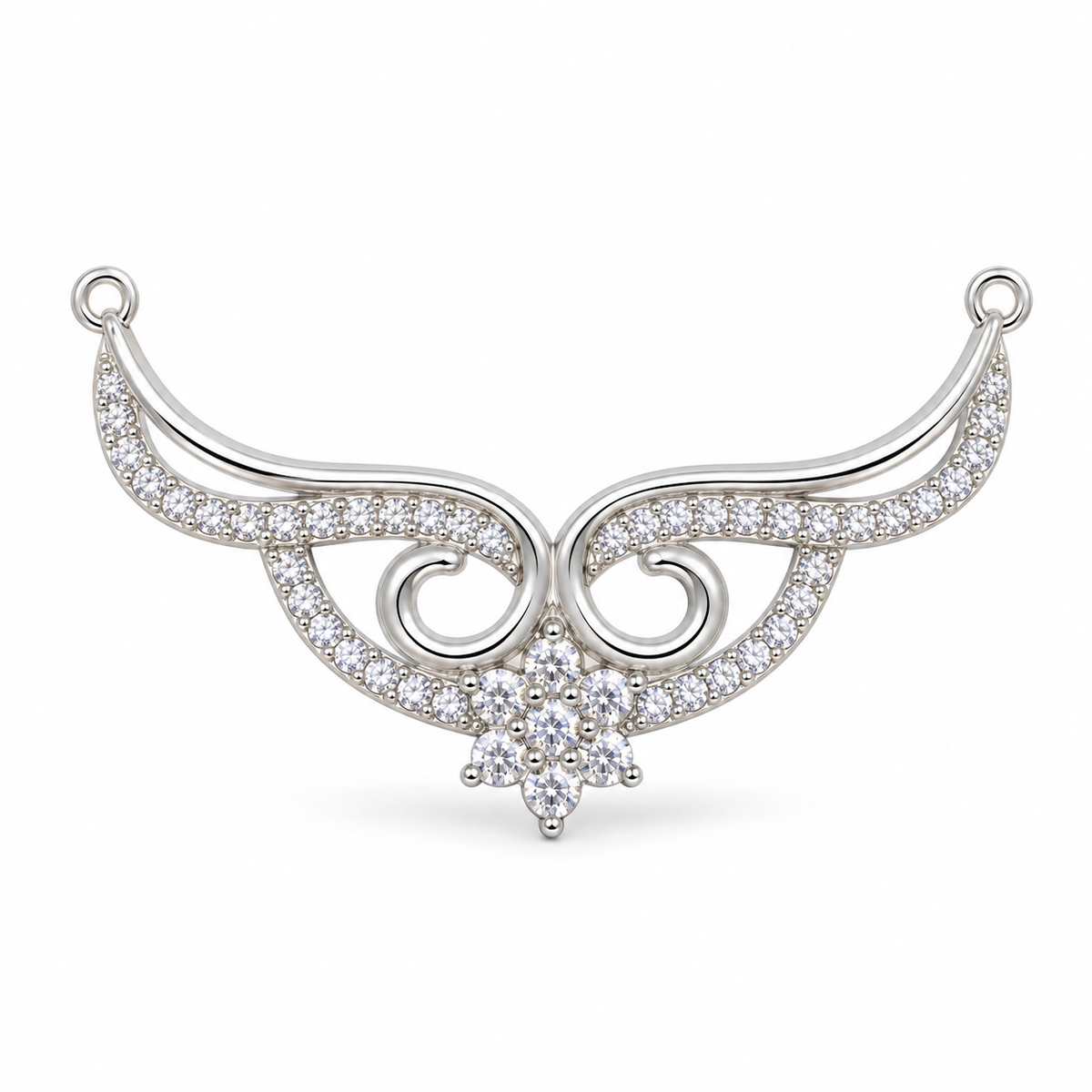 925 Sterling Silver CZ Floral Wing Mangalsutra Pendant for Women