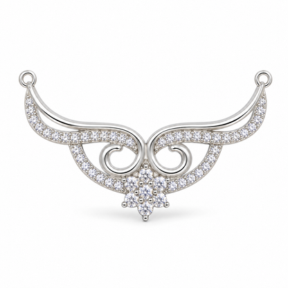 925 Sterling Silver CZ Floral Wing Mangalsutra Pendant for Women