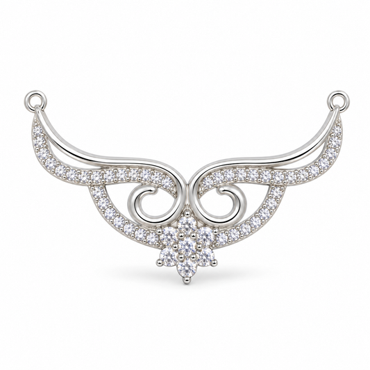 925 Sterling Silver CZ Floral Wing Mangalsutra Pendant for Women