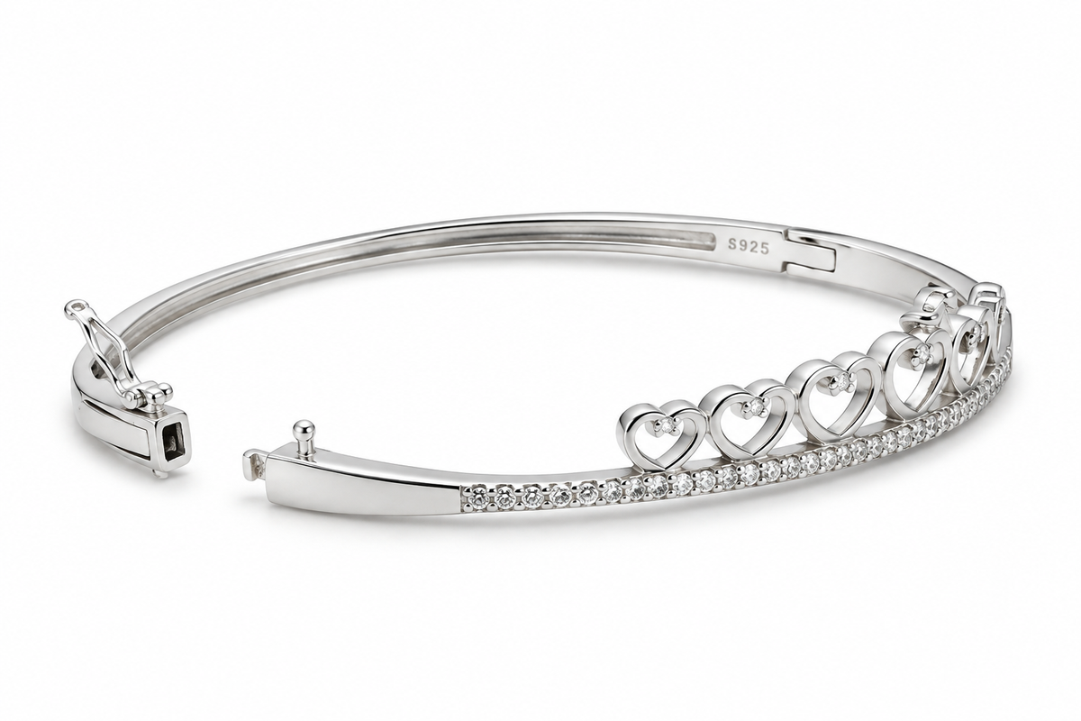925 Sterling Silver Openable Crown Ladies Bracelet with Lock