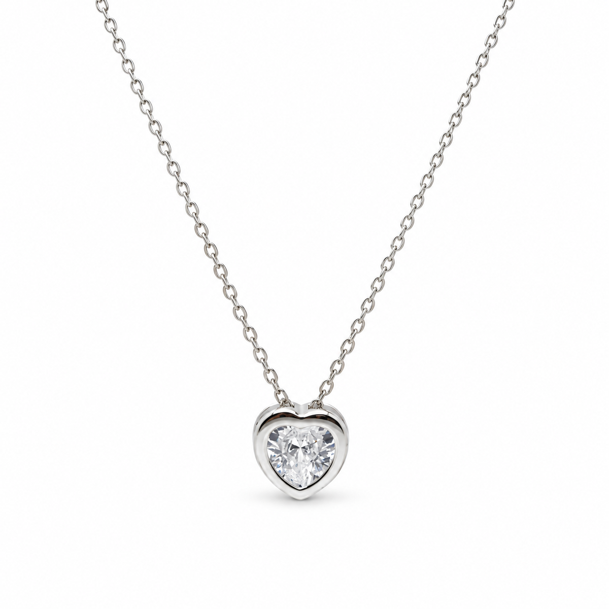 925 Sterling Silver Heart Pendant Chain for Women
