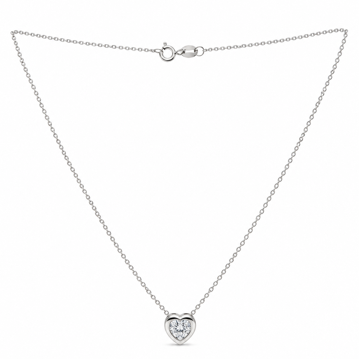 925 Sterling Silver Heart Pendant Chain for Women