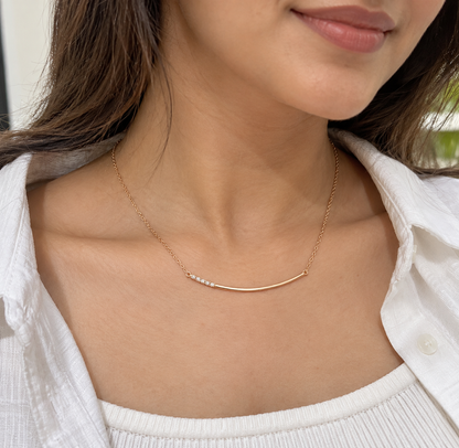 925 Sterling Silver Rose Gold Polished Bar Chain for Women