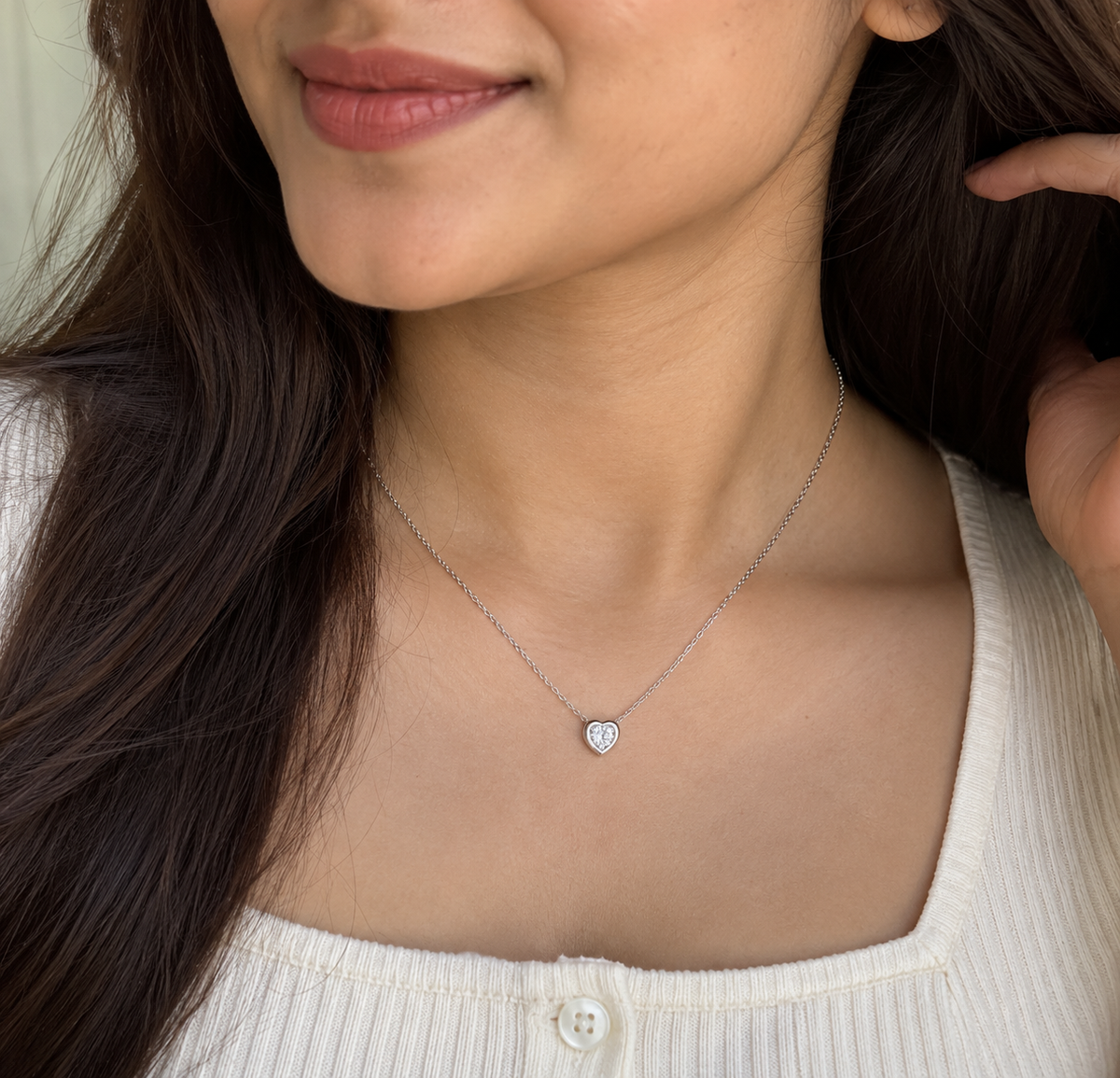 925 Sterling Silver Heart Pendant Chain for Women