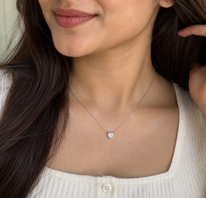 925 Sterling Silver Heart Pendant Chain for Women