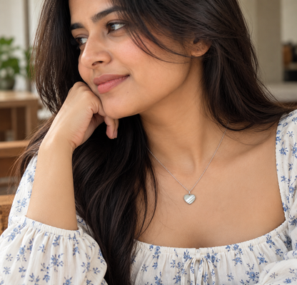 925 Sterling Silver Mother of Pearl Heart Pendant Necklace for Women