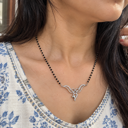 925 Sterling Silver Short Mangalsutra with Heart Pendant