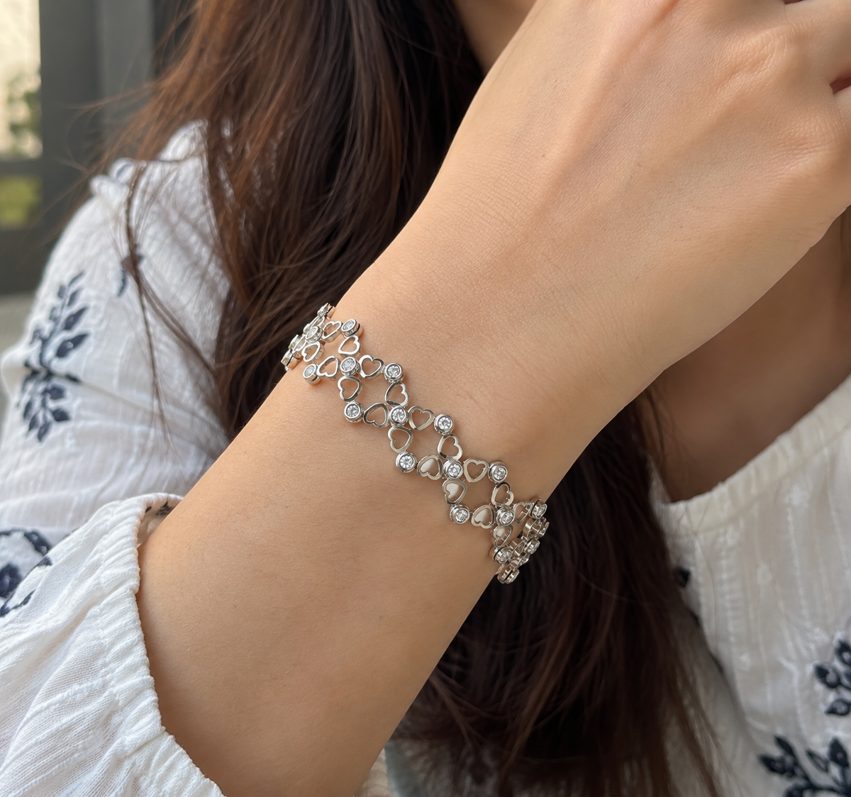 925 Sterling Silver Convertible Ring Cum Bracelet for Women – Crystal Embellished Statement Jewellery