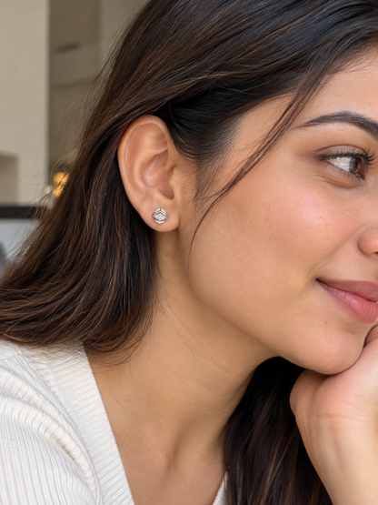 925 Sterling Silver Lip-Shaped Crystal Stud Earrings for Women