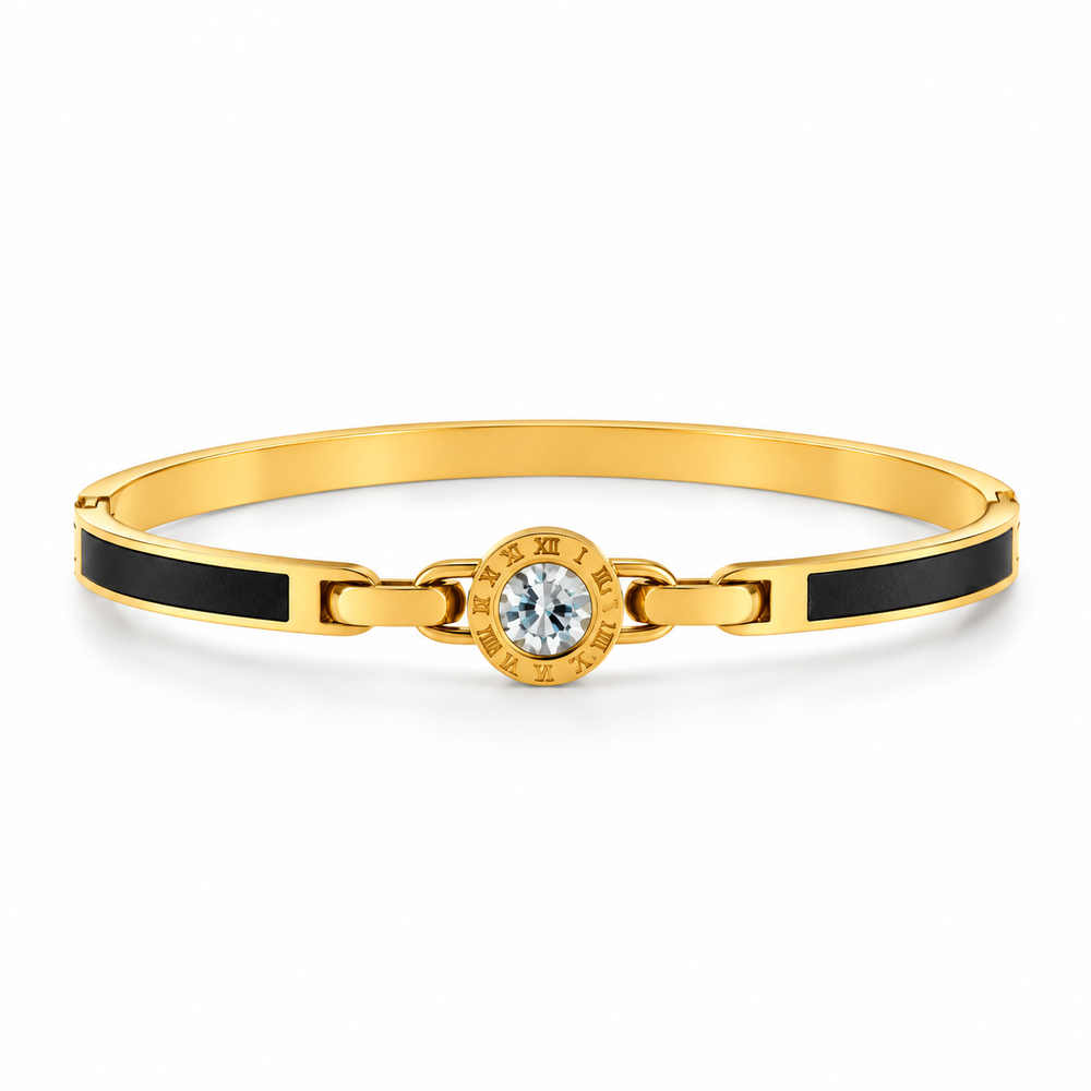 Elegant Black & Gold Crystal Bracelet for Women | SiyaJewel | Black & Gold Roman Crystal Bracelet for Women
