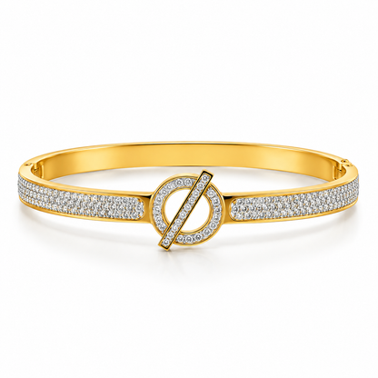 Gold-Tone Crystal Bracelet for Women | Elegant Stone Studded Bracelet | Elegant Gold Crystal Bracelet