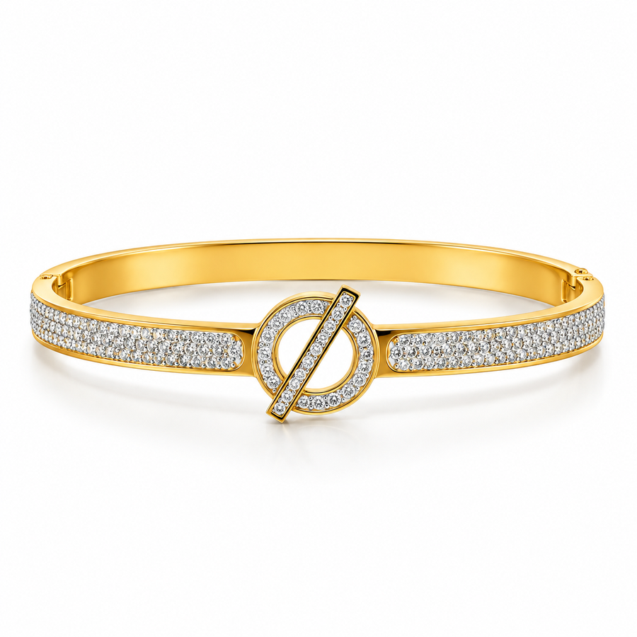 Gold-Tone Crystal Bracelet for Women | Elegant Stone Studded Bracelet | Elegant Gold Crystal Bracelet